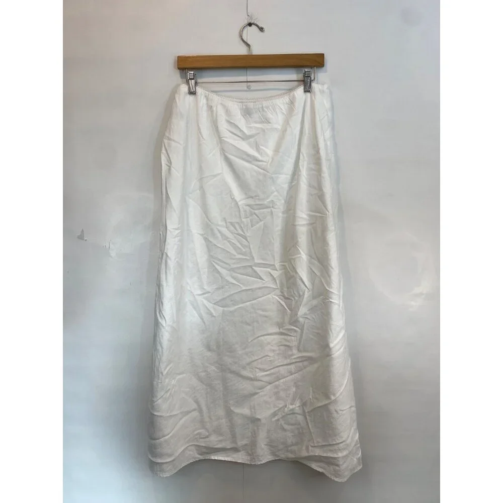 American Eagle Women's White Cotton Maxi Skirt Pull On Elastic Waist Size XL - Picture 2 of 4
